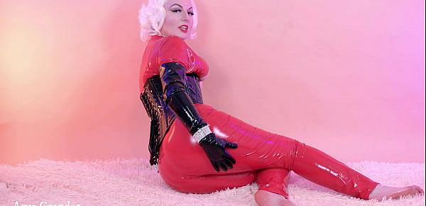  Boobs and feet tease video hot Arya Grander pin up MILF in PVC